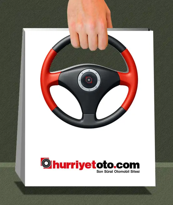 Bag with a Hurriyetoto.com steering wheel
