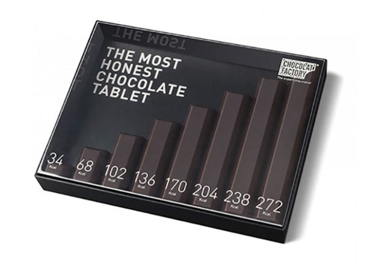 Box of chocolates with calorie meter