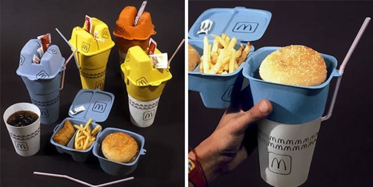 Hamburger packaging made combo in one hand