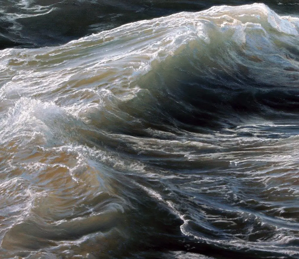 Hyperrealistic paintings Ran Ortner ocean waves