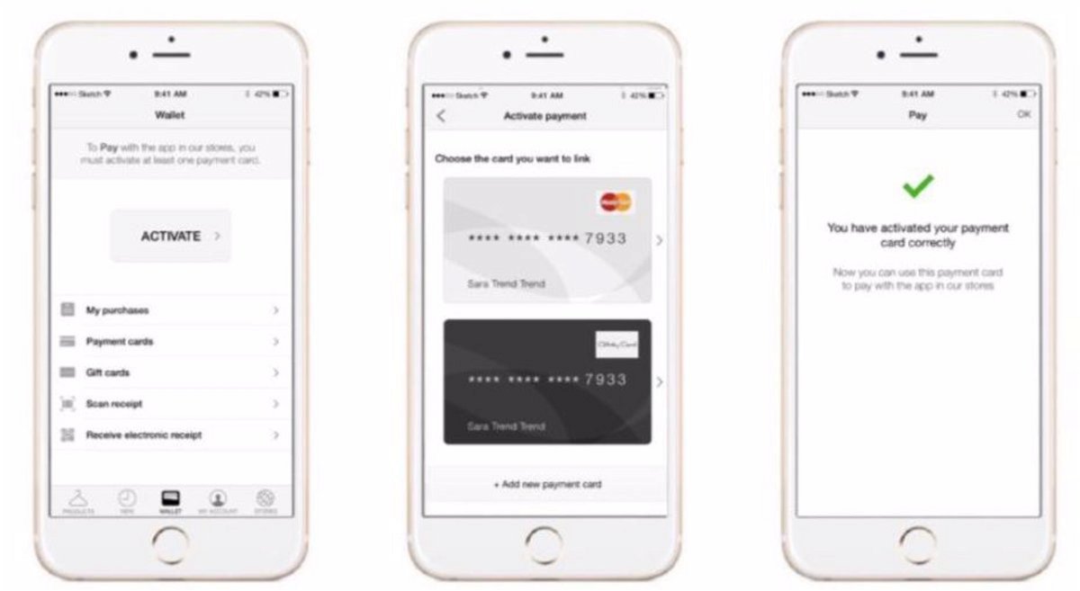 Mobile payment in the Zara app