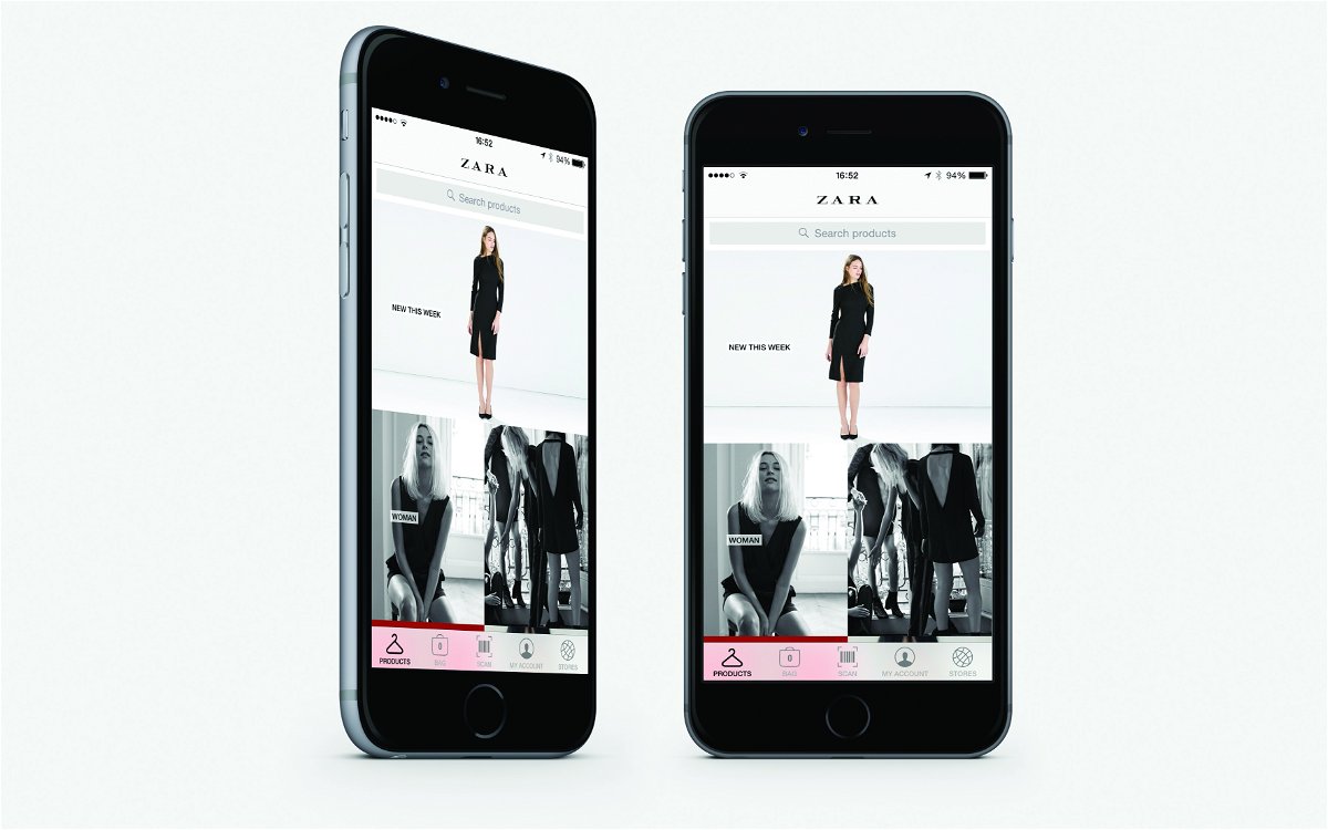 Mobile with the Zara app open