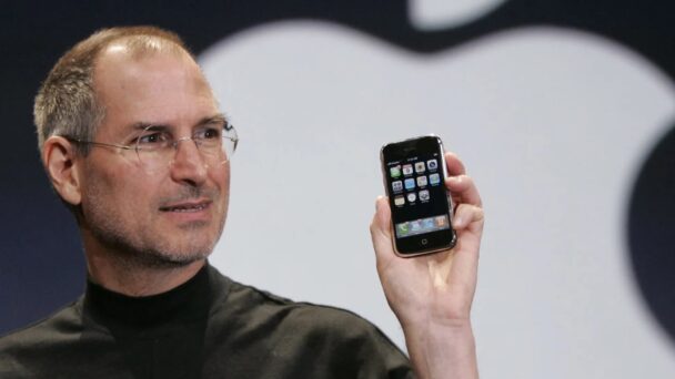 Steve Jobs At The Launch Of The Worlds First Iphone In 2007.