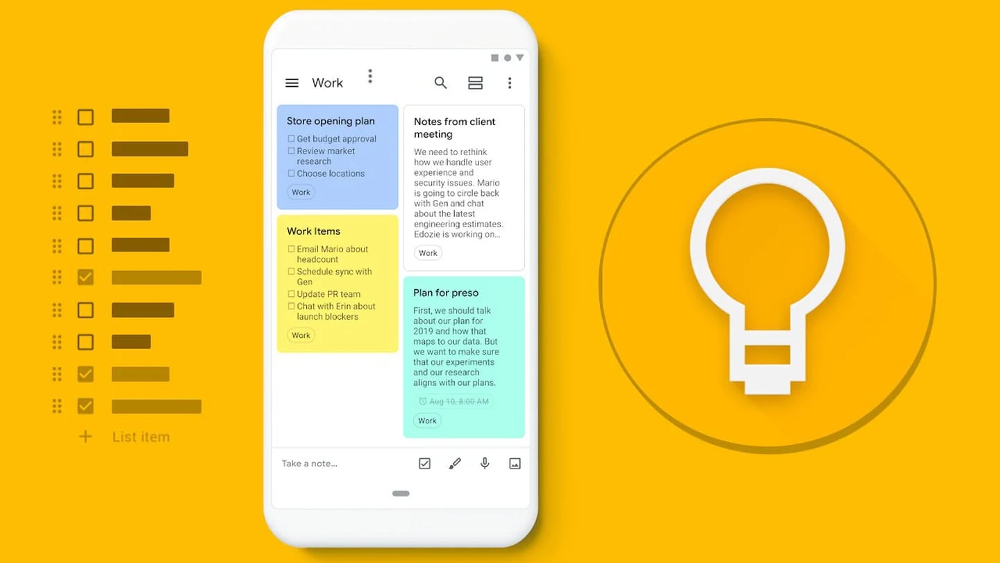 This Google notes app allows users to make lists about their travel arrangements