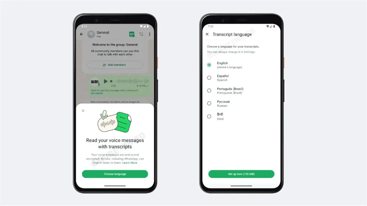 Voice message transcription begins to arrive in the WhatsApp app for Android